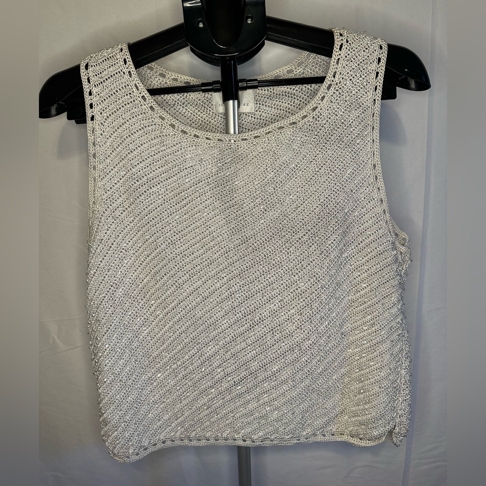 Studio Ivory Knit and Beaded Tank Top